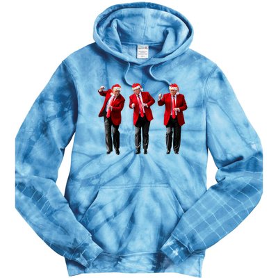 Christmas Donald Trump President 2024 Dancing Funny Santa Tie Dye Hoodie