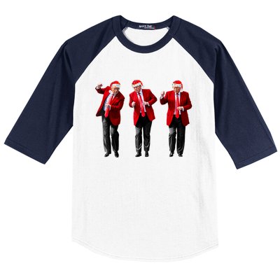 Christmas Donald Trump President 2024 Dancing Funny Santa Baseball Sleeve Shirt