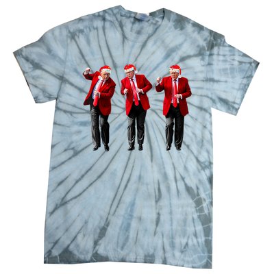 Christmas Donald Trump President 2024 Dancing Funny Santa Tie-Dye T-Shirt