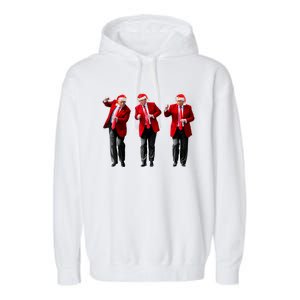 Christmas Donald Trump President 2024 Dancing Funny Santa Garment-Dyed Fleece Hoodie