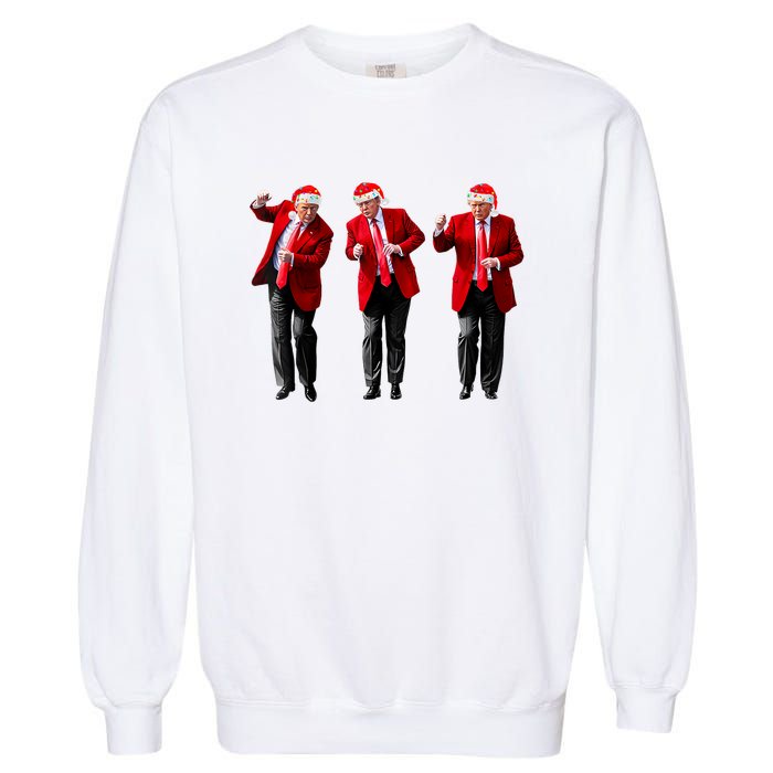 Christmas Donald Trump President 2024 Dancing Funny Santa Garment-Dyed Sweatshirt