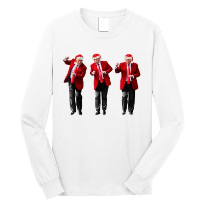 Christmas Donald Trump President 2024 Dancing Funny Santa Long Sleeve Shirt