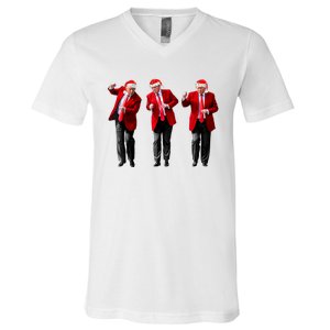 Christmas Donald Trump President 2024 Dancing Funny Santa V-Neck T-Shirt