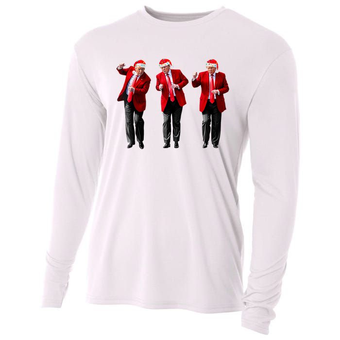 Christmas Donald Trump President 2024 Dancing Funny Santa Cooling Performance Long Sleeve Crew