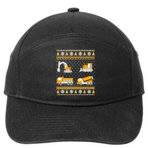 Construction Dump Trucks Bulldozer Ugly Christmas Sweater 7-Panel Snapback Hat