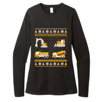 Construction Dump Trucks Bulldozer Ugly Christmas Sweater Womens CVC Long Sleeve Shirt