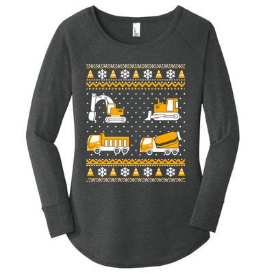 Construction Dump Trucks Bulldozer Ugly Christmas Sweater Women's Perfect Tri Tunic Long Sleeve Shirt