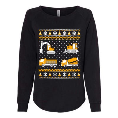 Construction Dump Trucks Bulldozer Ugly Christmas Sweater Womens California Wash Sweatshirt