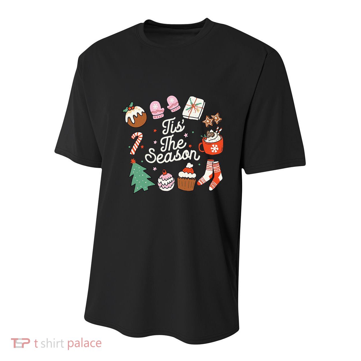 Christmas Doodles Tis The Season Retro Holiday Cookies Tree Youth Performance Sprint T-Shirt