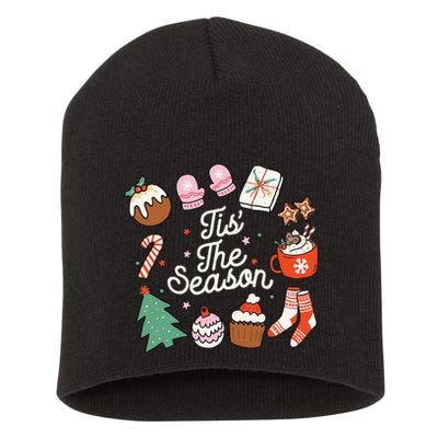 Christmas Doodles Tis The Season Retro Holiday Cookies Tree Short Acrylic Beanie