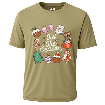Christmas Doodles Tis The Season Retro Holiday Cookies Tree Performance Shirt