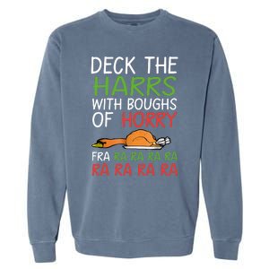 Christmas Deck The Harrs Fra Ra Ra Funny Turkey Garment-Dyed Sweatshirt