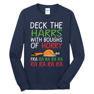 Christmas Deck The Harrs Fra Ra Ra Funny Turkey Tall Long Sleeve T-Shirt