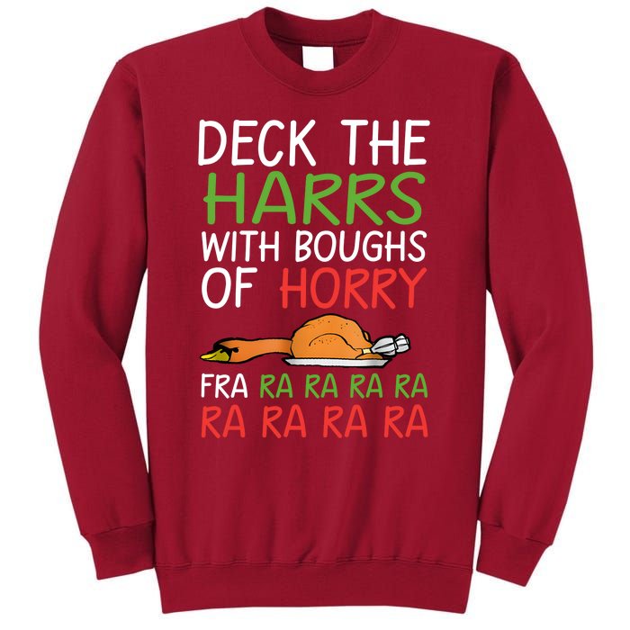 Christmas Deck The Harrs Fra Ra Ra Funny Turkey Tall Sweatshirt