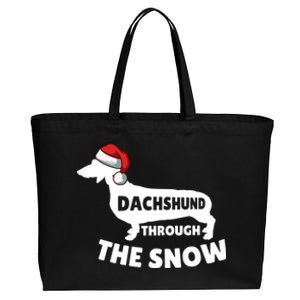 Christmas Dashing Through The Snow Dachshund Gift Cotton Canvas Jumbo Tote