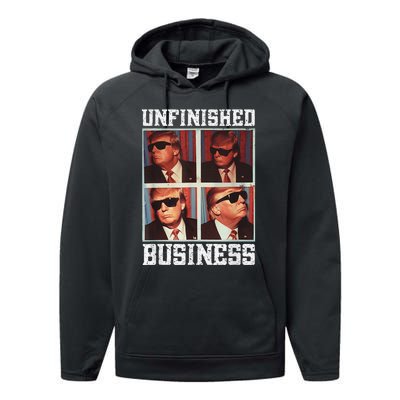 Cool Donald Trump Returns Second Term Unfinished Business Performance Fleece Hoodie