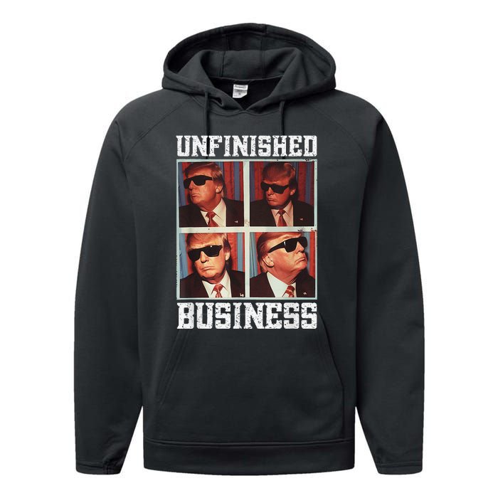 Cool Donald Trump Returns Second Term Unfinished Business Performance Fleece Hoodie