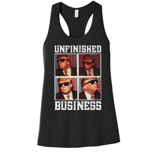 Cool Donald Trump Returns Second Term Unfinished Business Women's Racerback Tank