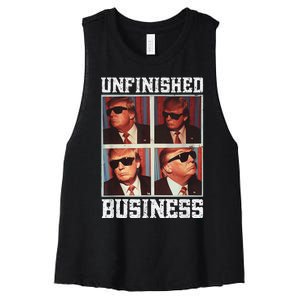 Cool Donald Trump Returns Second Term Unfinished Business Women's Racerback Cropped Tank