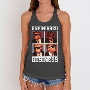 Cool Donald Trump Returns Second Term Unfinished Business Women's Knotted Racerback Tank