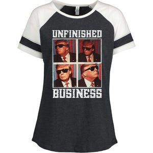 Cool Donald Trump Returns Second Term Unfinished Business Enza Ladies Jersey Colorblock Tee