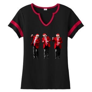 Christmas Donald Trump President 2024 Dancing Funny Santa Ladies Halftime Notch Neck Tee