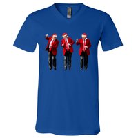 Christmas Donald Trump President 2024 Dancing Funny Santa V-Neck T-Shirt