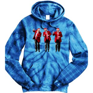 Christmas Donald Trump President 2024 Dancing Funny Santa Tie Dye Hoodie