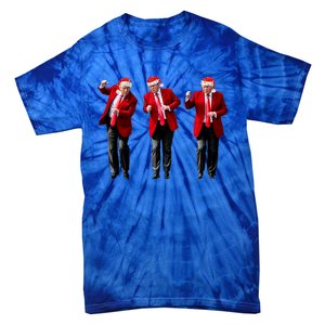 Christmas Donald Trump President 2024 Dancing Funny Santa Tie-Dye T-Shirt