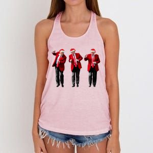 Christmas Donald Trump President 2024 Dancing Funny Santa Women's Knotted Racerback Tank