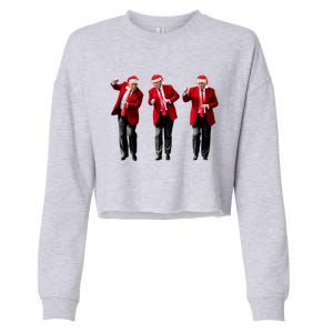 Christmas Donald Trump President 2024 Dancing Funny Santa Cropped Pullover Crew