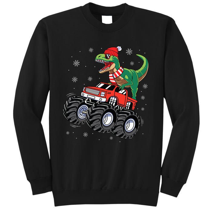 Christmas Dinosaur T Rex Riding Monster Truck Sweatshirt