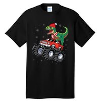 Christmas Dinosaur T Rex Riding Monster Truck Tall T-Shirt