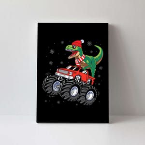 Christmas Dinosaur T Rex Riding Monster Truck Canvas