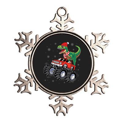 Christmas Dinosaur T Rex Riding Monster Truck Metallic Star Ornament