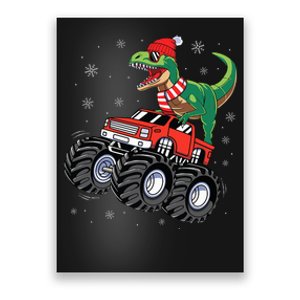 Christmas Dinosaur T Rex Riding Monster Truck Poster