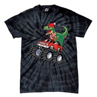 Christmas Dinosaur T Rex Riding Monster Truck Tie-Dye T-Shirt