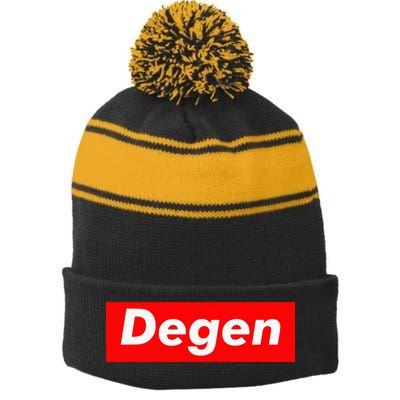 Cryptocurrency Day Trader Gifts Degen Crypto Stripe Pom Pom Beanie