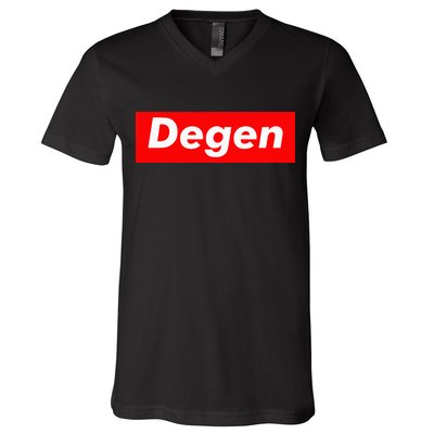 Cryptocurrency Day Trader Gifts Degen Crypto V-Neck T-Shirt