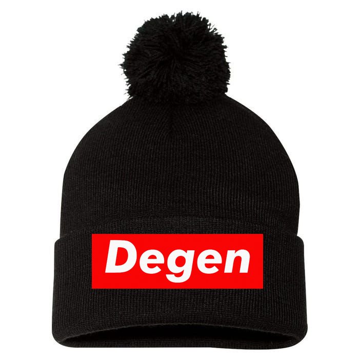Cryptocurrency Day Trader Gifts Degen Crypto Pom Pom 12in Knit Beanie