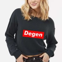 Cryptocurrency Day Trader Gifts Degen Crypto Cropped Pullover Crew