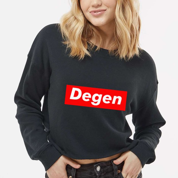 Cryptocurrency Day Trader Gifts Degen Crypto Cropped Pullover Crew