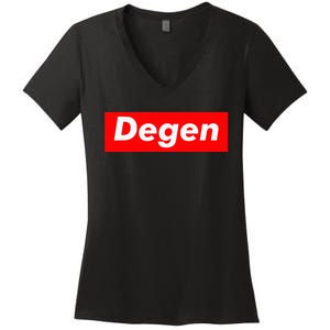 Cryptocurrency Day Trader Gifts Degen Crypto Women's V-Neck T-Shirt