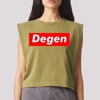 Cryptocurrency Day Trader Gifts Degen Crypto Garment-Dyed Women's Muscle Tee