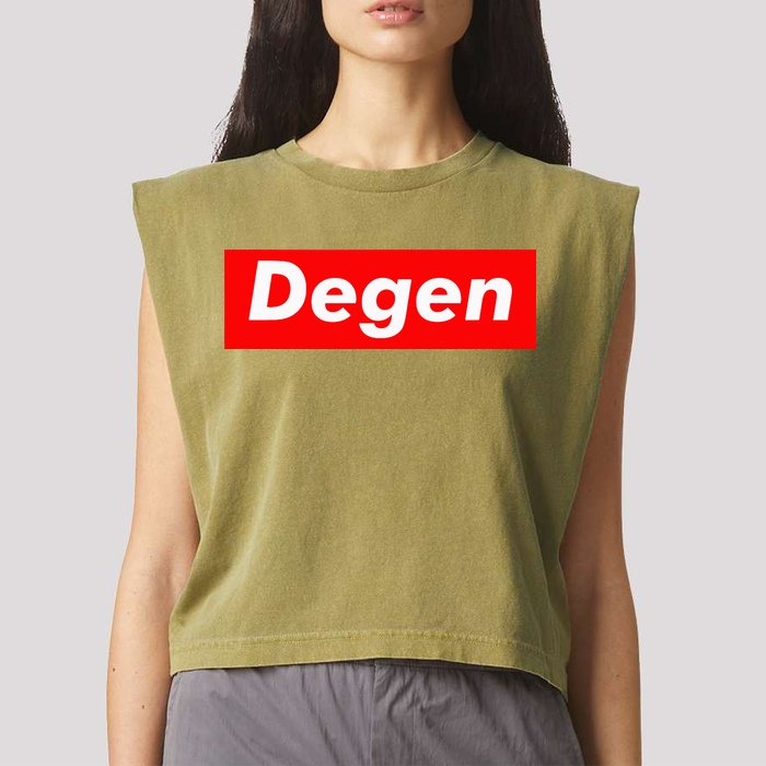 Cryptocurrency Day Trader Gifts Degen Crypto Garment-Dyed Women's Muscle Tee