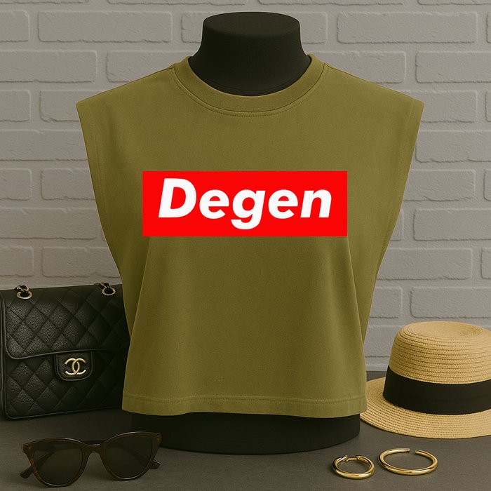 Cryptocurrency Day Trader Gifts Degen Crypto Garment-Dyed Women's Muscle Tee