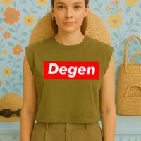 Cryptocurrency Day Trader Gifts Degen Crypto Garment-Dyed Women's Muscle Tee