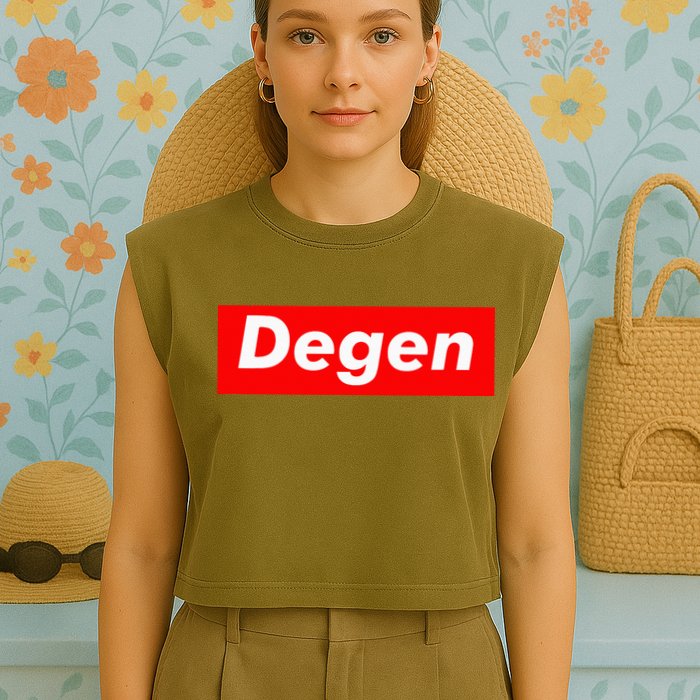 Cryptocurrency Day Trader Gifts Degen Crypto Garment-Dyed Women's Muscle Tee