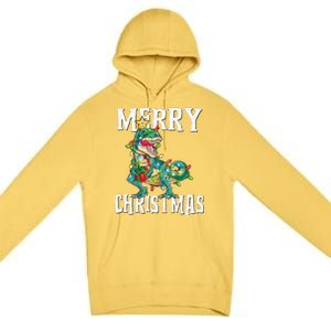 Christmas Dinosaur Tree Rex Pajamas Merry Christmas Boy Premium Pullover Hoodie