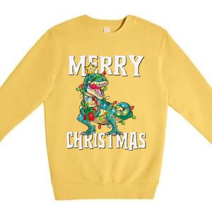 Christmas Dinosaur Tree Rex Pajamas Merry Christmas Boy Premium Crewneck Sweatshirt